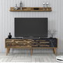 Hanah Home Valensiya 140 Mueble de Televisión Nogal, Negro y Mármol